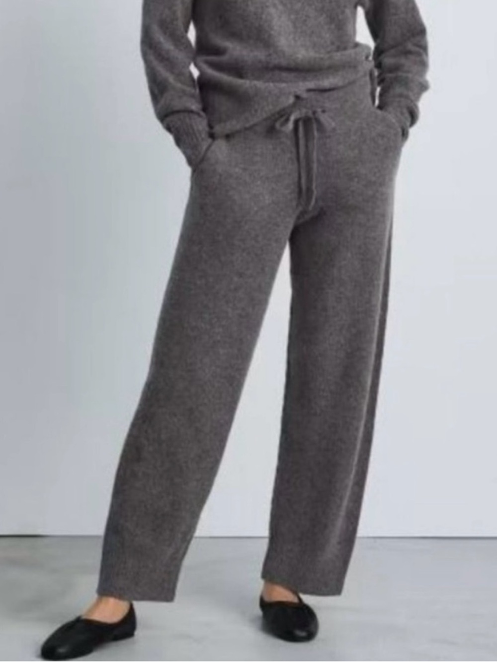 Everlane The Cozy Stretch Wide Leg Wool Blend Sweatpants Dark Gray Size Small